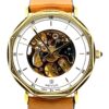 Revue Swiss Open Face Goldpl. skelettiertes MSR Kaliber T44 mit Lederband